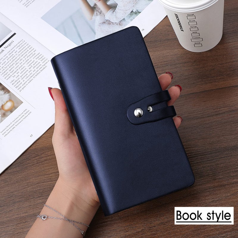 Romozi RFID Credit Card Holder  Leather Business Card Organizer with 96 Card Slots  Credit Card Protector for Managing Your Different Cards and Important Documents to Prevent Loss or Damage (Blue) - Image 5